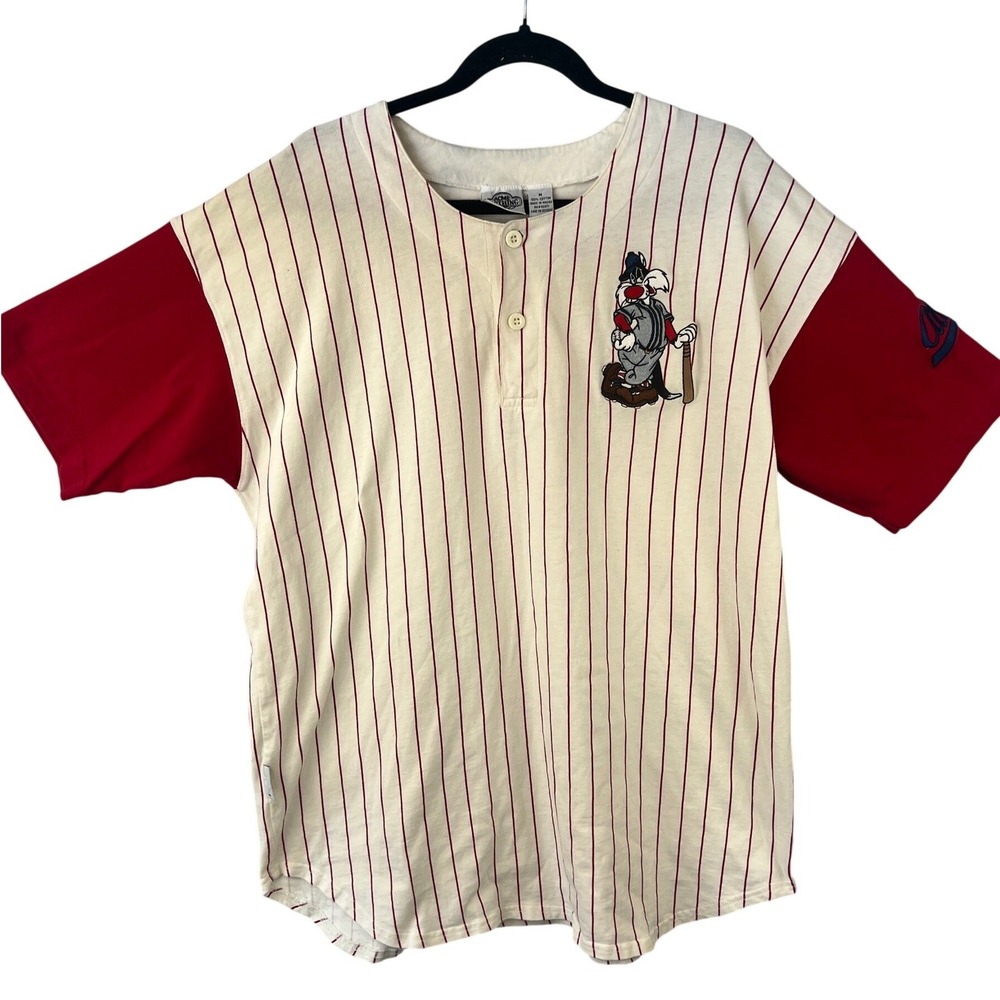 VTG 1994 Red/White ACME‎ Looney Tunes All Stars Sylvester Baseball Jersey SZ M